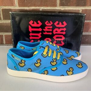 Cute To The Core duck Print blue yellow Lace Up Sneakers Women’s US 8 M